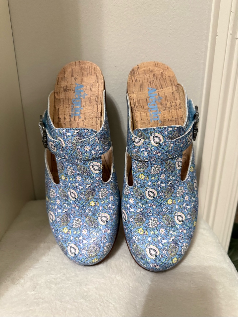 Alegria Blue Floral Clog Mules